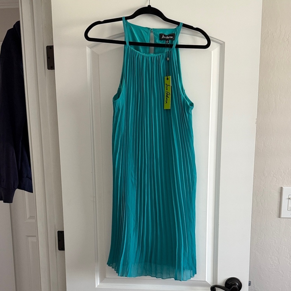 Sam Edelman Teal Pleated Halter Mini Dress
